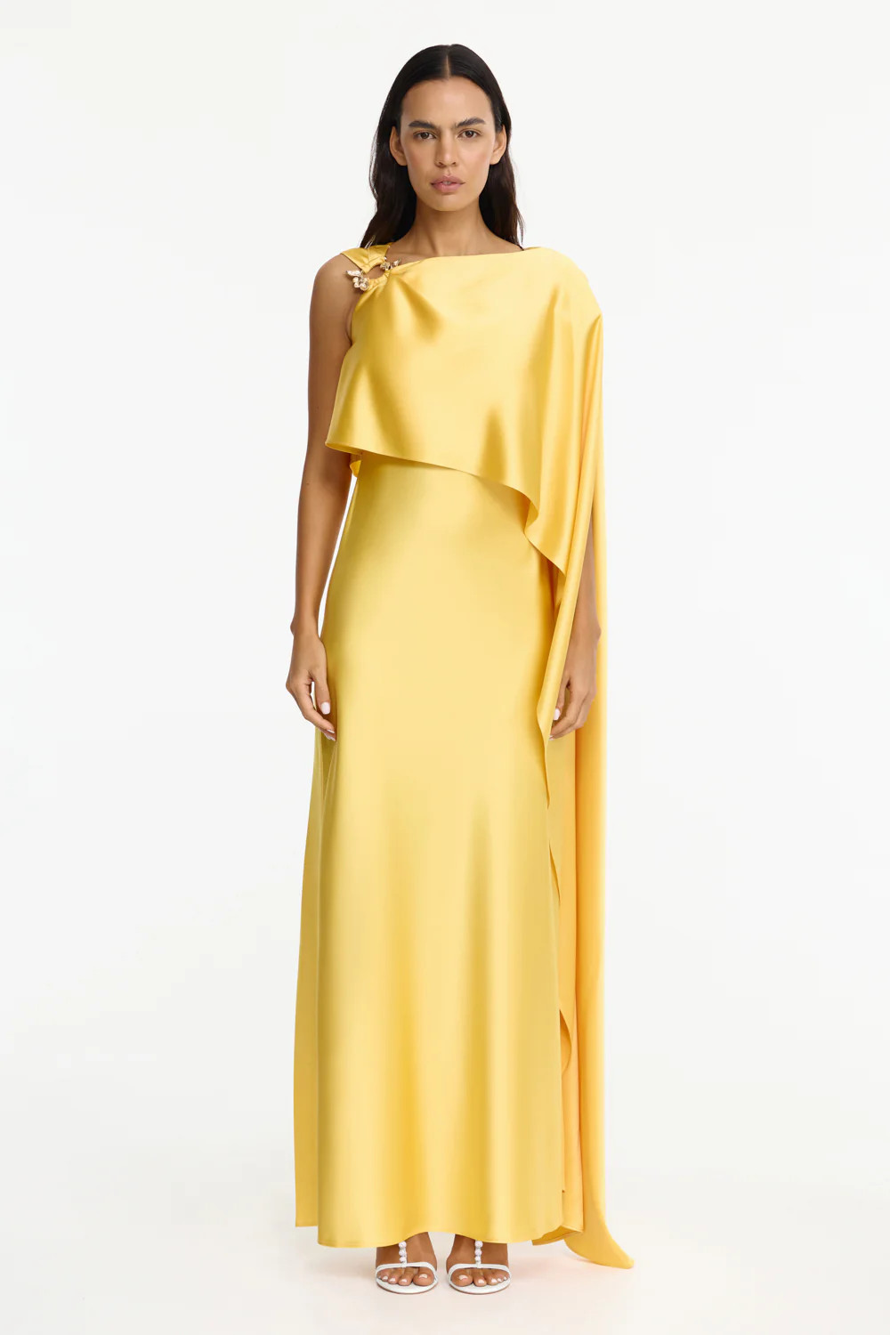 Humfield One Shoulder Maxi Gown in Bright Amber Orange | Acler