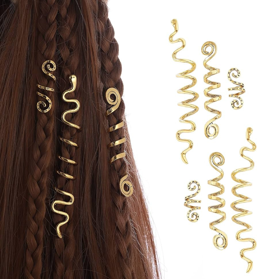 FRDTLUTHW Gold Snake Hair Jewelry for Braids, Dreadlock Accessories for Women Girls(pack of 6) | Amazon (US)