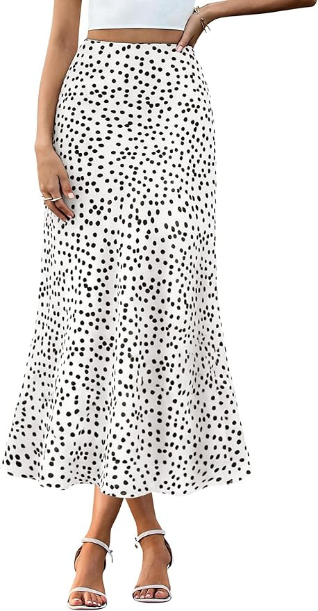 BTFBM Satin Skirts for Women Trendy Spring Summer 2026 High Waisted Leopard Print Cocktail Weddin... | Amazon (US)