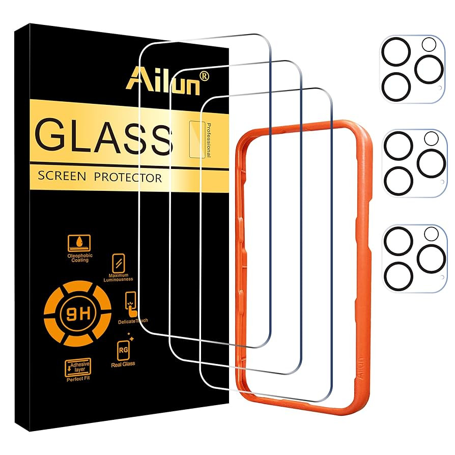 Ailun 3 Pack Screen Protector for iPhone 16 Pro Max [6.9 inch] + 3 Pack Camera Lens Protector wit... | Amazon (US)
