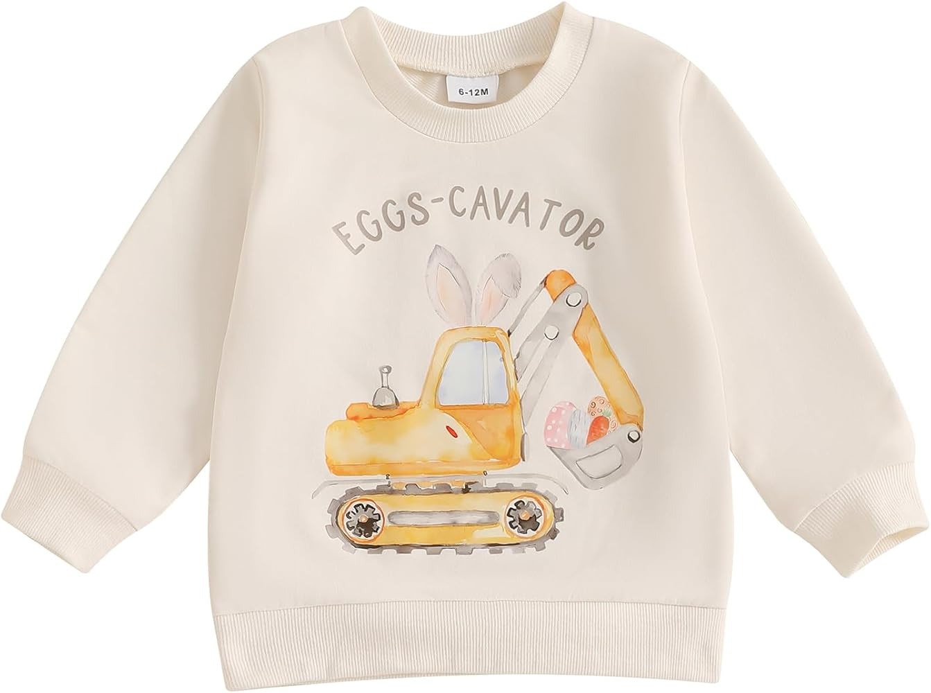 Kids Toddler Baby Boys Girls Easter Sweatshirt Bunny Eggs Cavator Crewneck Pullover Long Sleeve T... | Amazon (US)