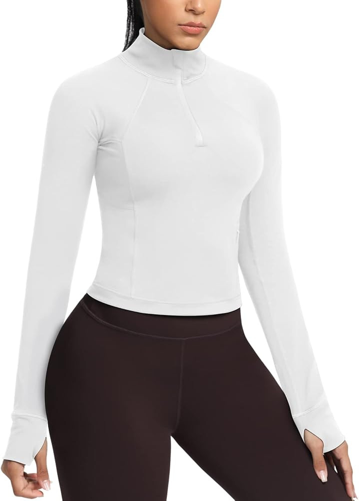 GYM RAINBOW Womens Cropped Workout Jakcets Half Zip Pullover Sweatshirt Long Sleeve Workout Shirt... | Amazon (US)