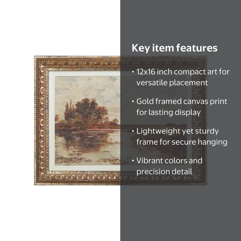 VIOLABBEY Wall Art Framed Gold, Vintage Farmhouse Landscape Canvas Print, Swan Pictures Wall Deco... | Walmart (US)