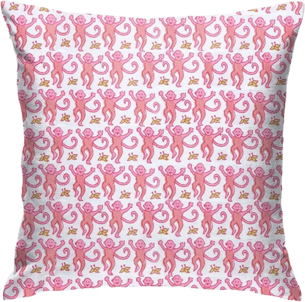 Qesimlt Pink Rabbit Monkeys Pillow Case Square Soft Pillowcase Throw Pillow Cover Home Decor for ... | Amazon (US)