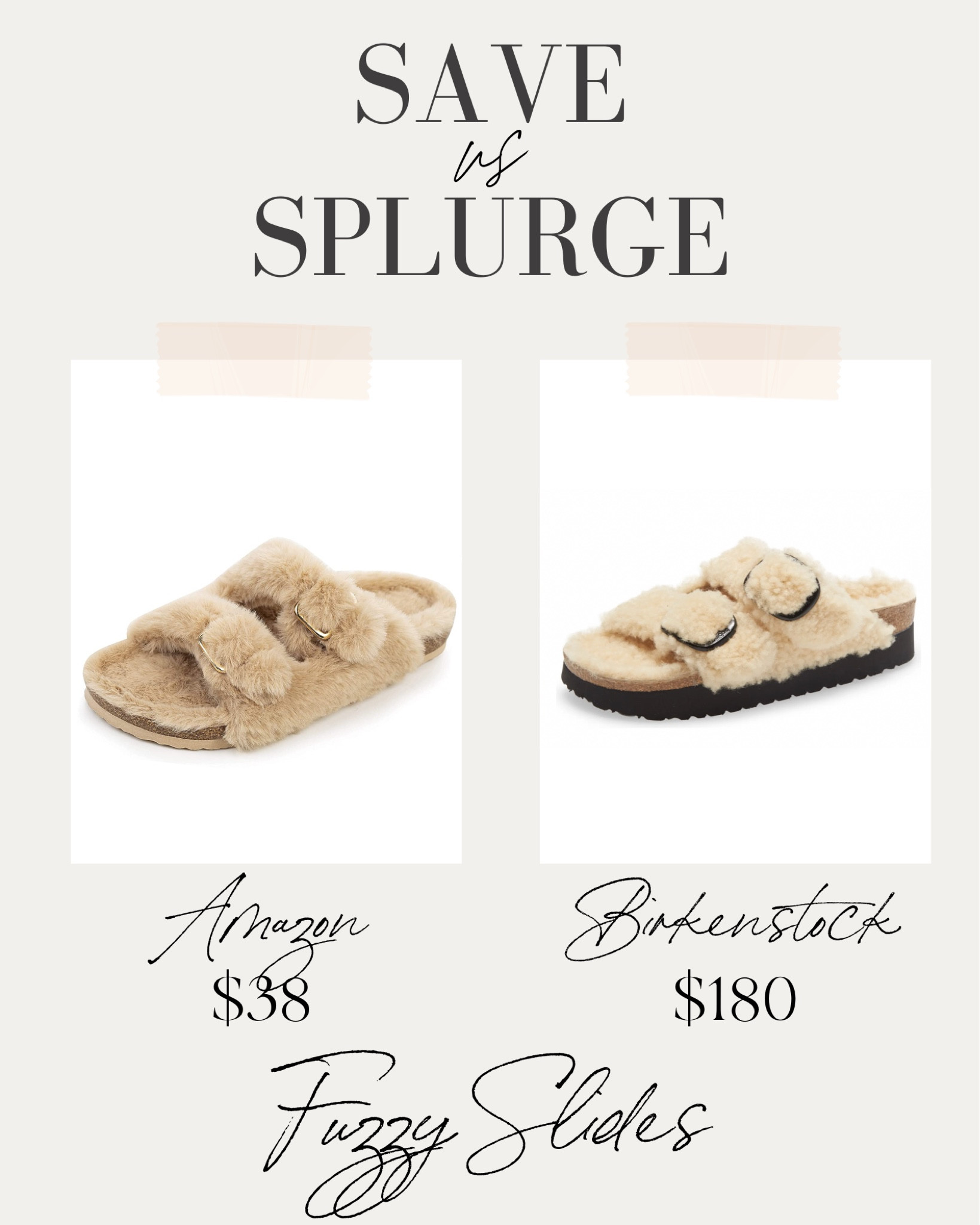 Save vs splurge - fuzzy slides for fall - both so cute! Looks for less, designer dupes, amazon fashion, designer lookalikes

#LTKSeasonal #LTKshoecrush