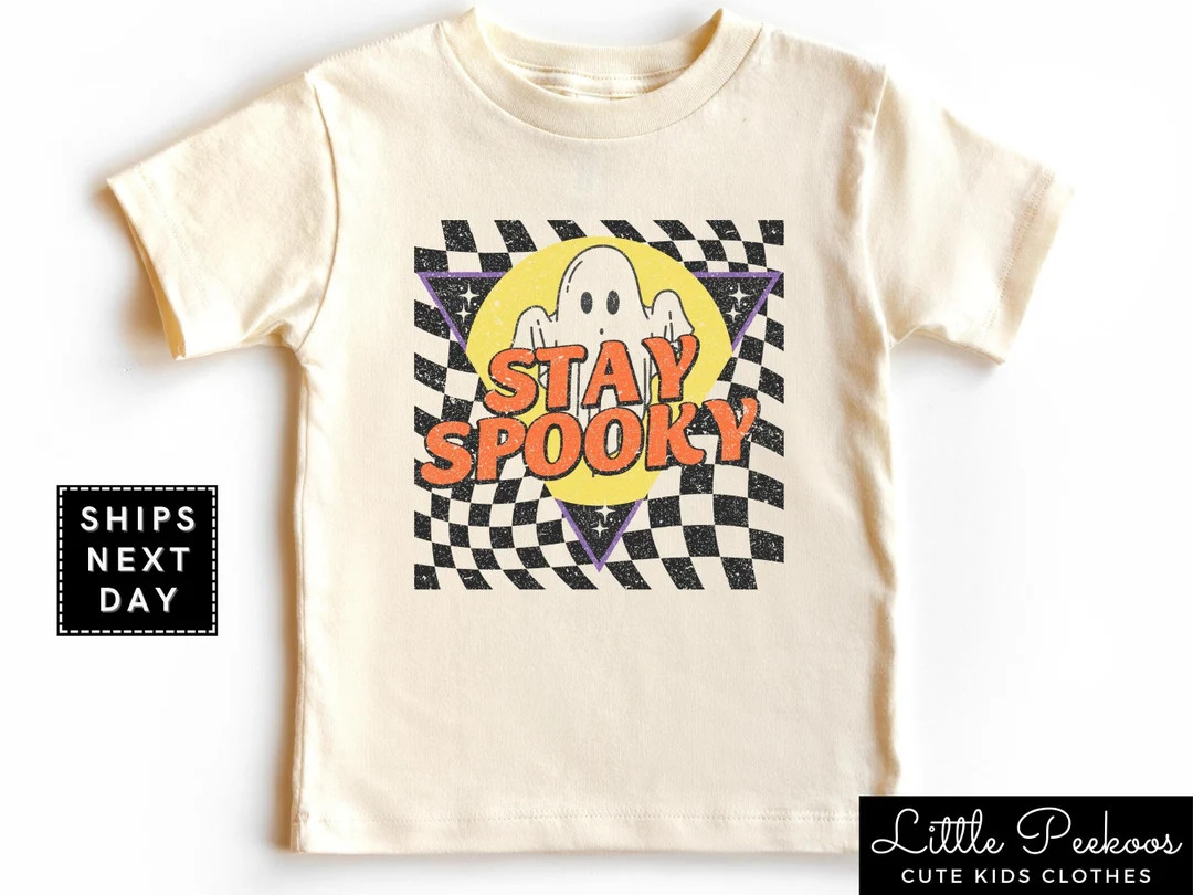 Stay Spooky Retro Natural Toddler Shirt Cute Spooky Ghost - Etsy | Etsy (US)