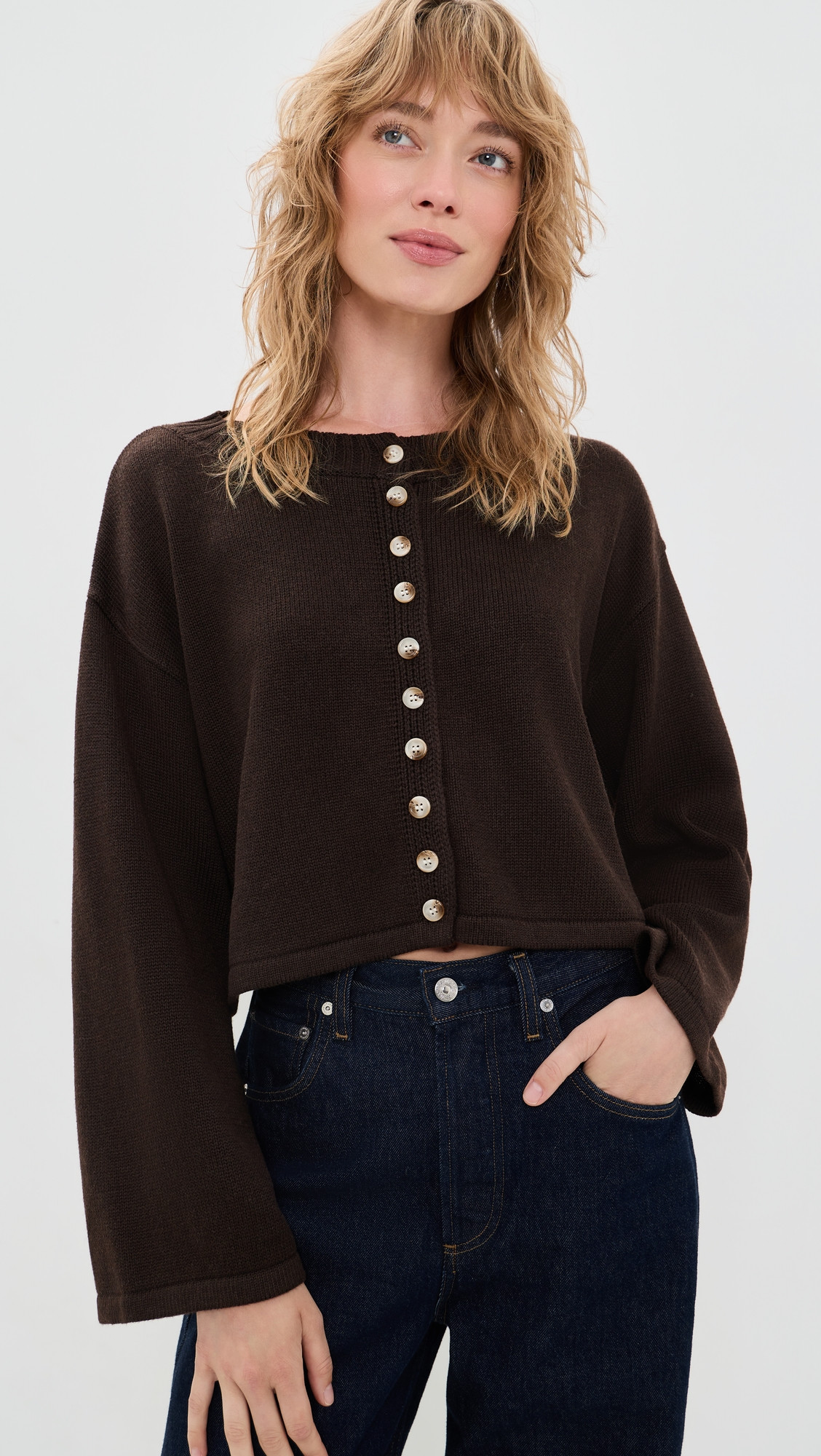 VRG GRL Tori Knit Cardigan Brown XS | Shopbop