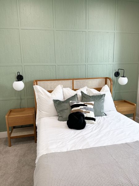 Guest bedroom reveal with links to sources! Paint color is “Coastal Plains” by Sherwin Williams. 

Bed and nightstands are from Article, but I linked similar options!

#accentwall #diy #masterbedroom #primarybedroom #amazon

#LTKstyletip #LTKfamily #LTKhome