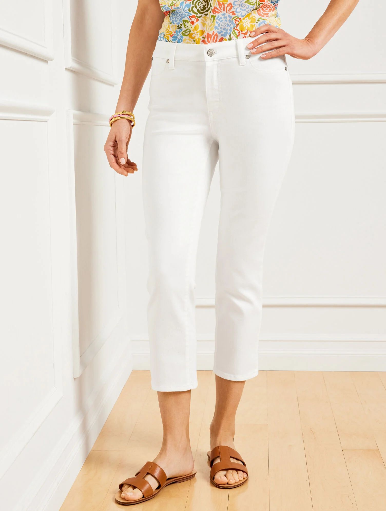 Straight Leg Crop Jeans - White | Talbots
