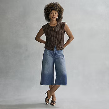 a.n.a Womens Crew Neck Button Sweater Vest | JCPenney