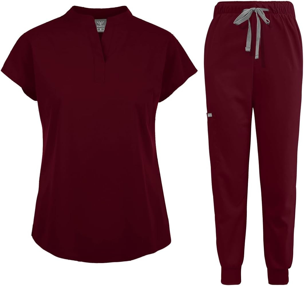 niaahinn Scrubs Set for Women Nurse Uniform Jogger Suit Stretch Top & Pants with Multi Pocket for... | Amazon (US)