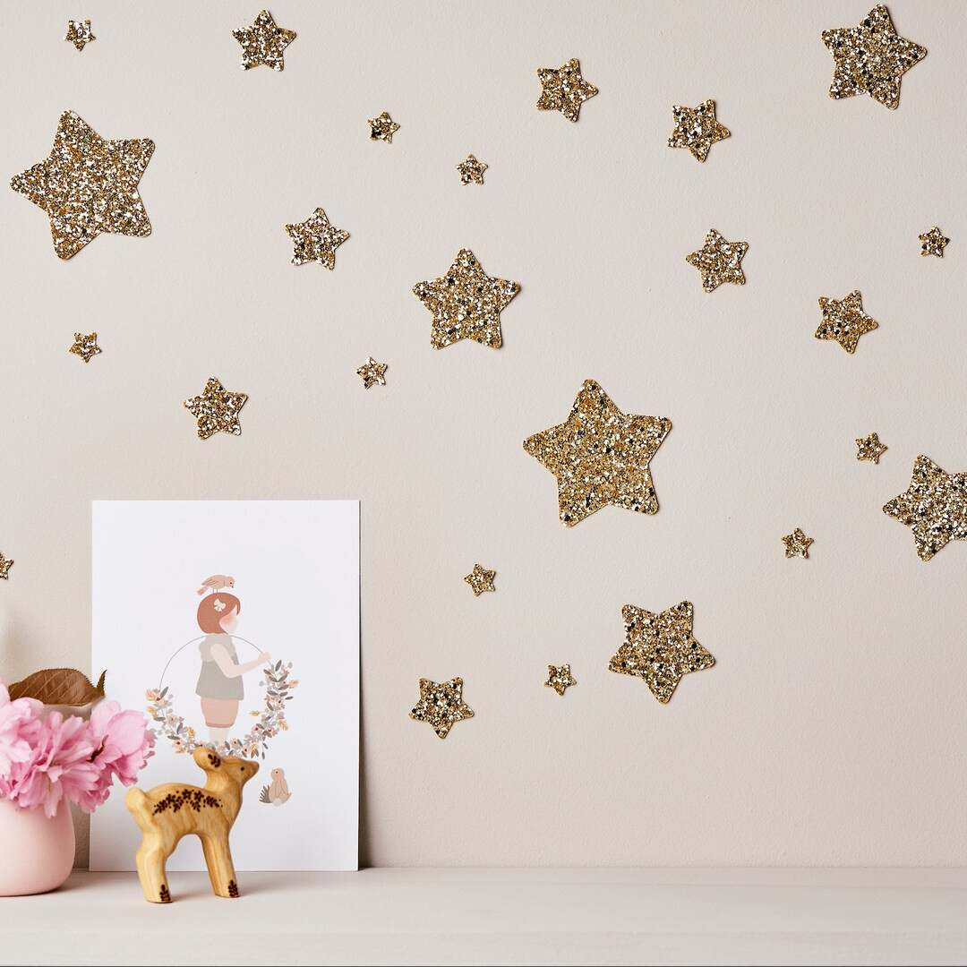 Star Wall Decals: Gold Glitter - Removable, Reusable Nursery Decor - 22 per pack | Etsy (US)