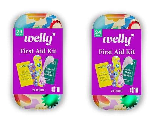 Welly Quick Fix, On The Go First Aid Kit, Assorted Bandages, Ointments, and Hand Sanitizer, Three Color Bandages - 2 Pack | Amazon (US)