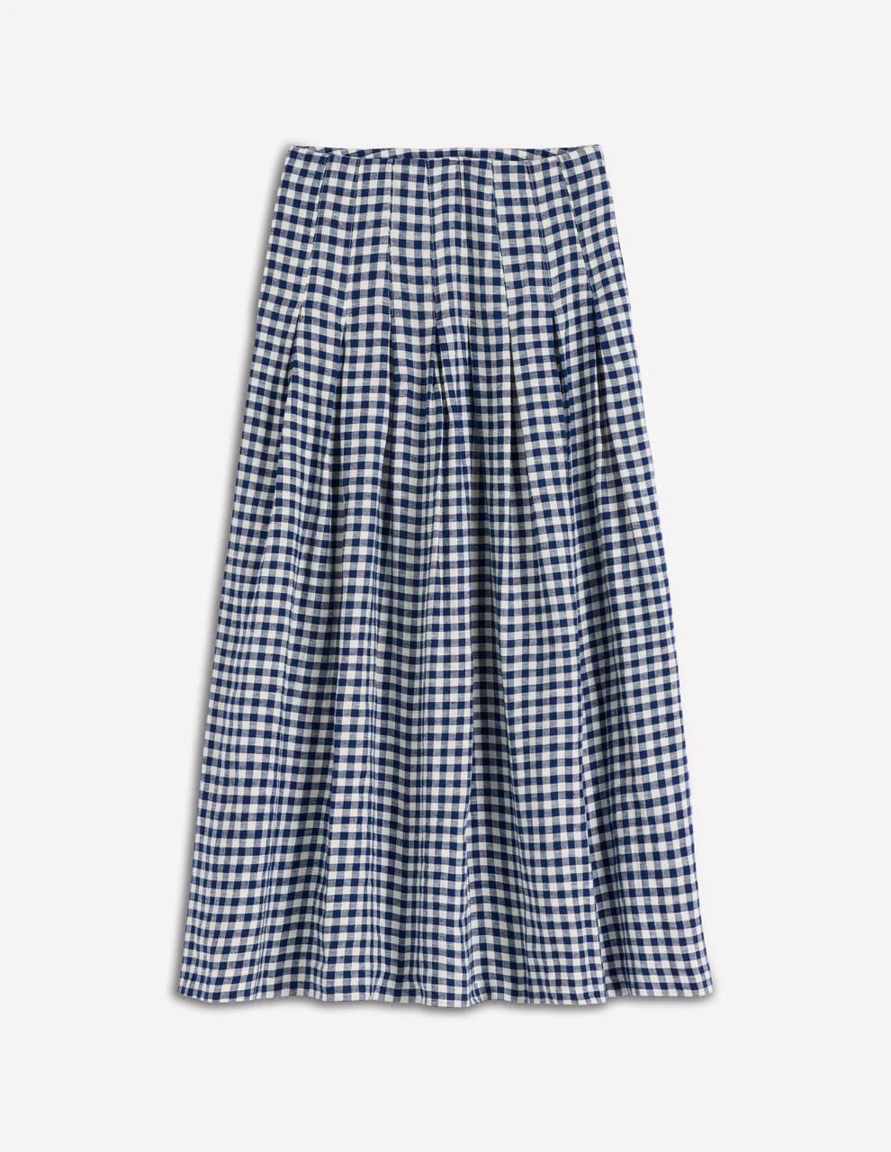 Valentina linen Skirt-Navy and White Check | Boden UK
