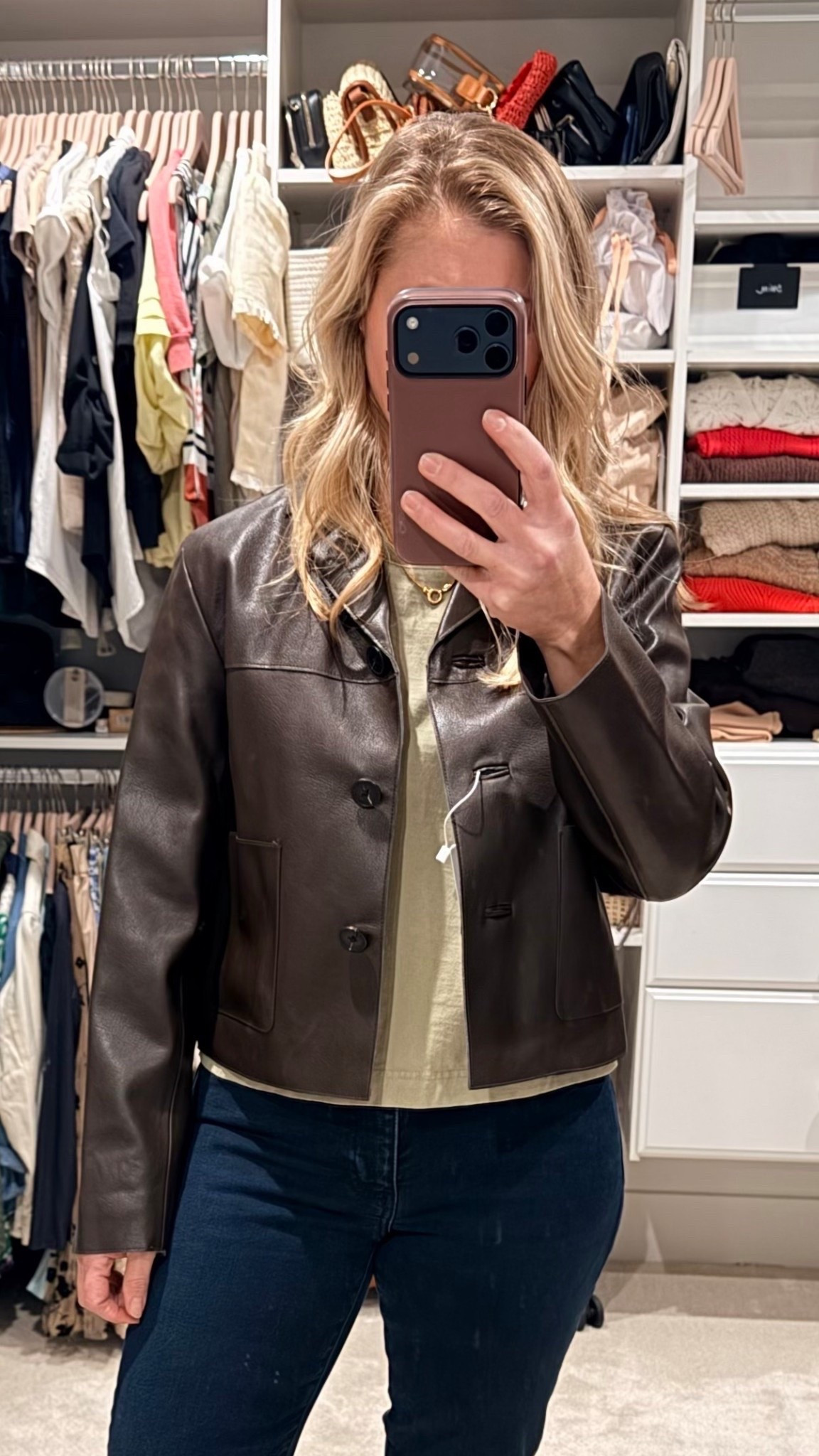 Cropped chocolate brown faux leather jacket = instant outfit upgrade. 🤎
This is one of those spring staples that works overtime. Throw it on with denim for everyday polish, pair it with satin pants for an elevated dinner look, or layer it over a dress to add structure and contrast.

Style tip: Keep your base neutral and let the jacket do the talking. Cream pumps, a simple tee, and a touch of gold jewelry make this feel modern, effortless, and pulled together.

Linked everything I’m wearing 🤍

#LTKSeasonal #LTKPetite #LTKootd