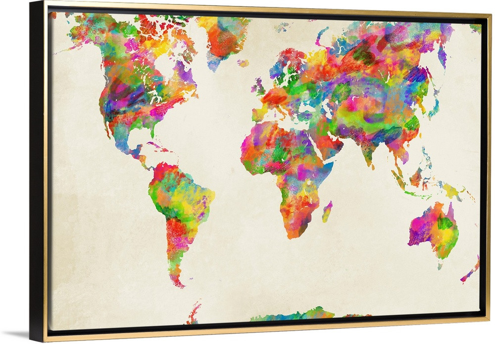 Watercolor World Map Wall Art | Great Big Canvas - Dynamic
