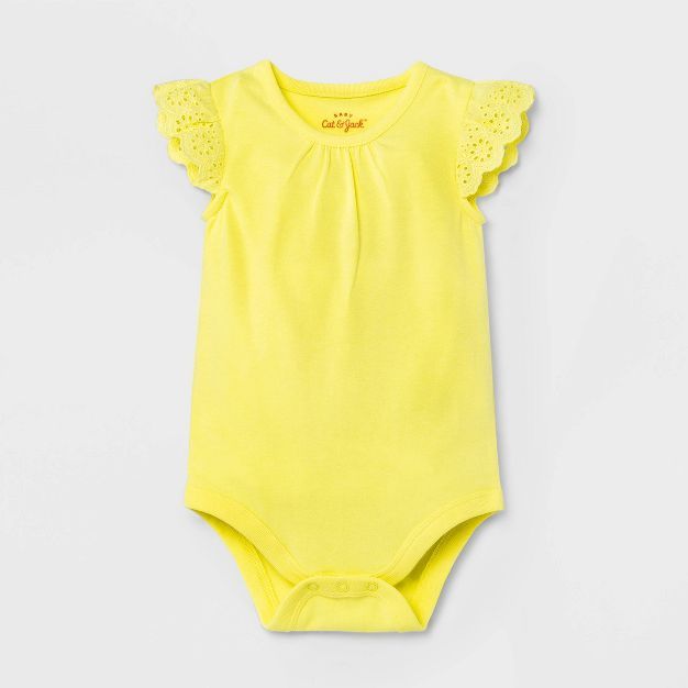 Baby Girls' Eyelet Bodysuit - Cat & Jack™ Light Yellow | Target