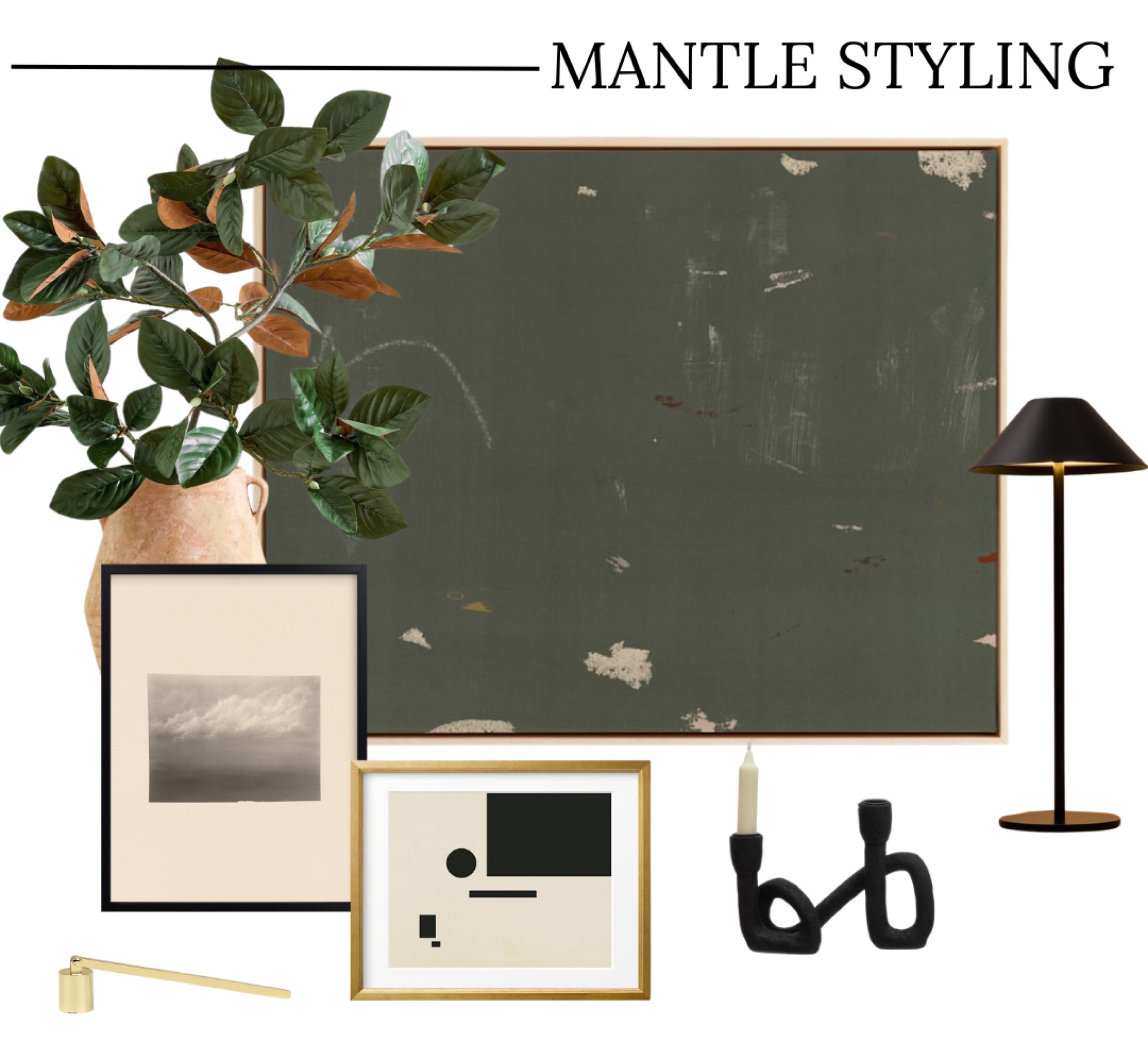 Mantle styling

Fall decor fireplace , abstract art, artwork, rechargeable lamp, candle holders, faux floral branch

#LTKSeasonal #LTKHome