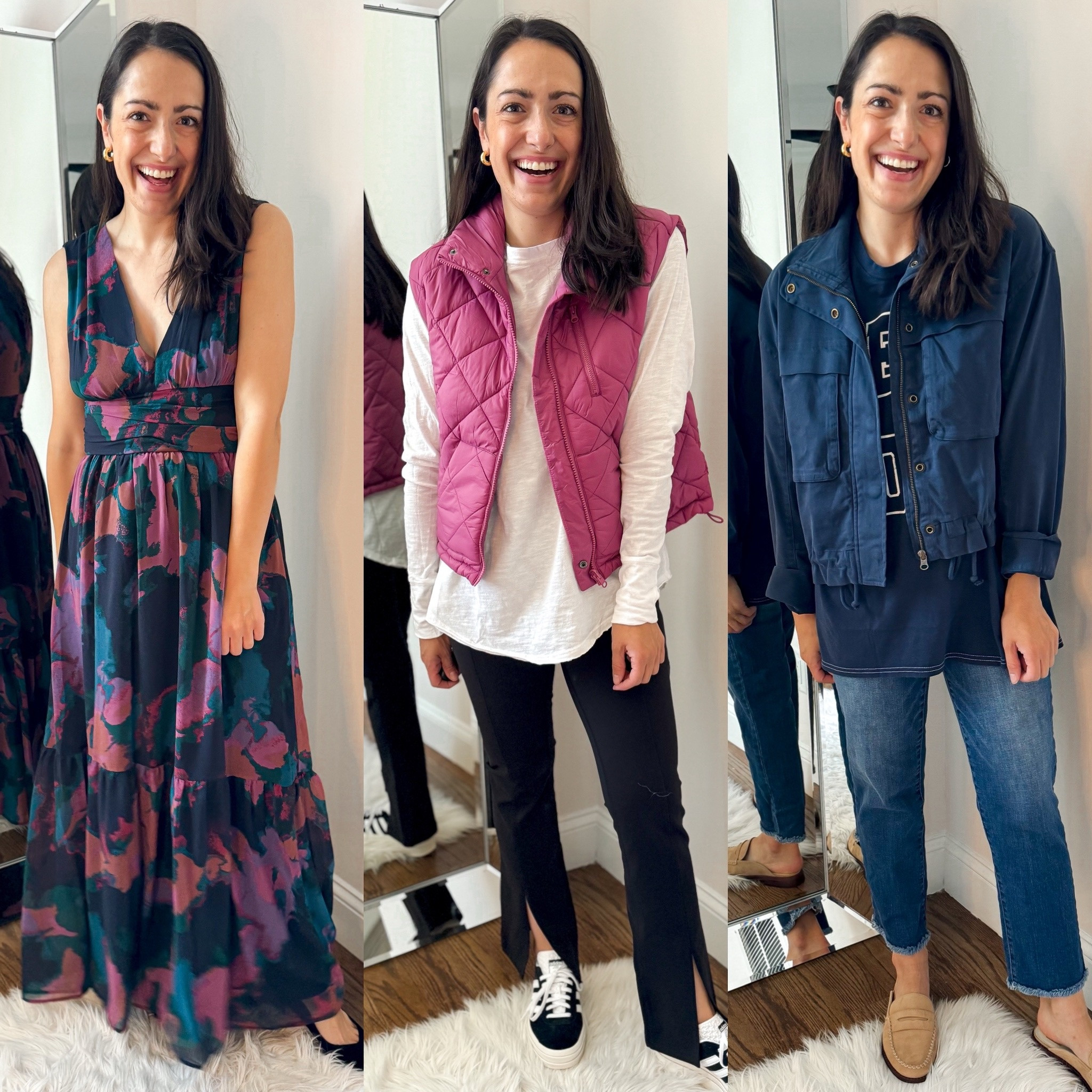 What I bought from the Nordstrom sale 
Dress: small

Vest: XS
Long sleeve tee: small
Leggings: small
Sneakers: size down half 

Jacket: XS
Tee: medium
Jeans: 2 P
Mules: tts

#LTKSummerSales #LTKxNSale #LTKFindsUnder100