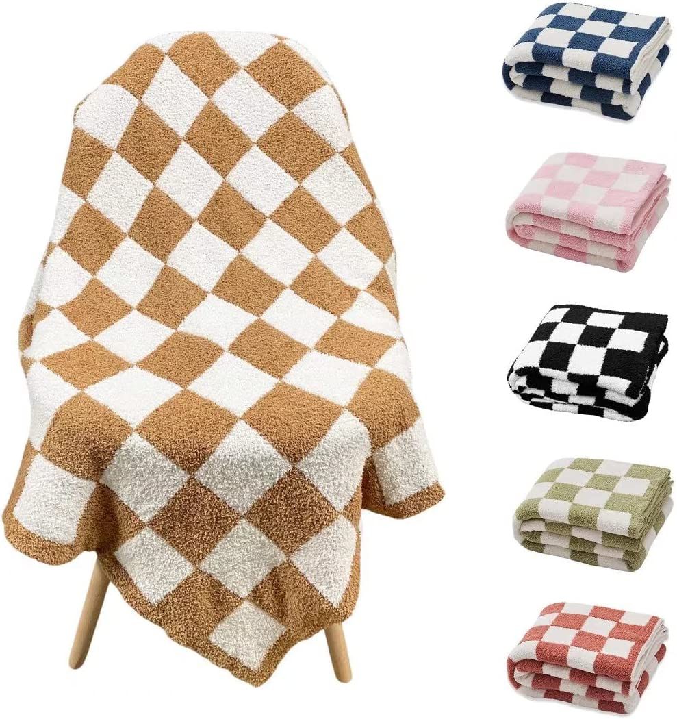 Luxury Fuzzy Checkered Blanket Lightweight Checkerboard Throw Blanket - Super Soft Warm Cozy Reve... | Amazon (US)