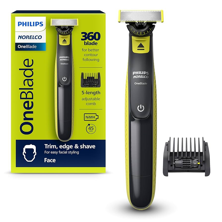 Philips Norelco OneBlade 360 Hybrid Face, Electric Beard Trimmer and Shaver, with 360 Blade Techn... | Amazon (US)