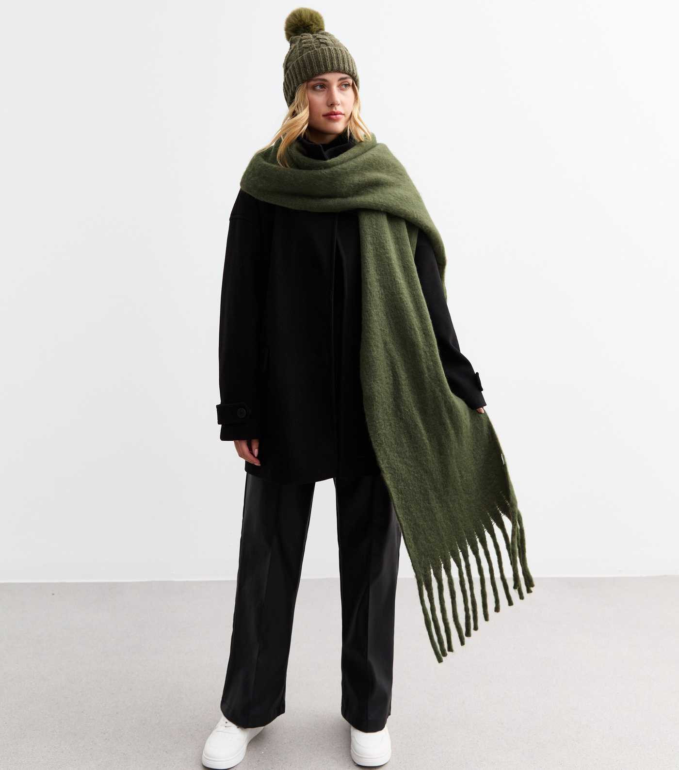Khaki Brushed Fringed Scarf
						
						Add to Saved Items
						Remove from Saved Items | New Look (UK)