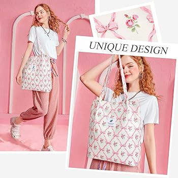 Tote Women Girls, Large Capacity Corduroy Reusable Grocery Shoulder Bag with Inner Pockets | Amazon (US)