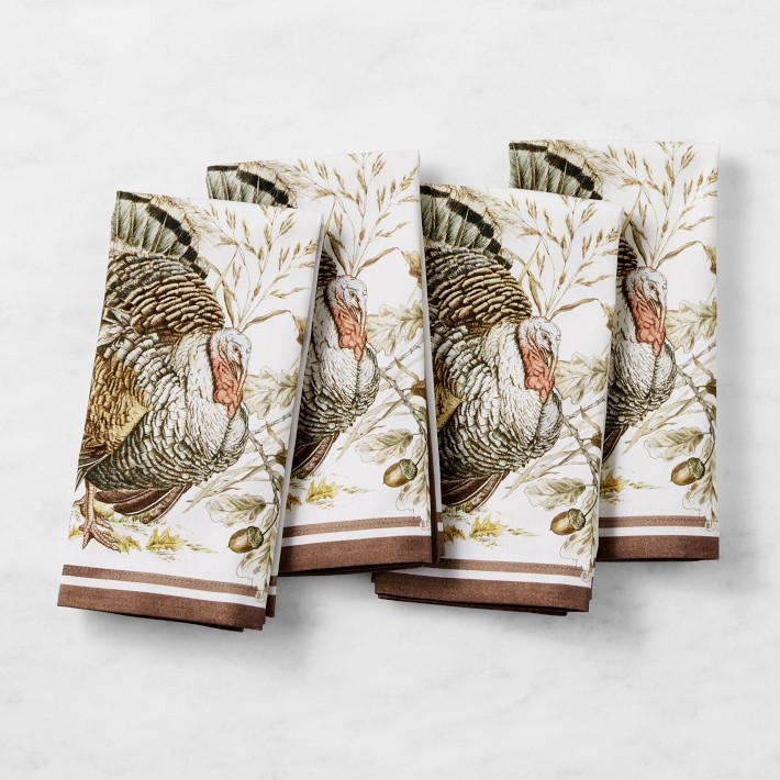Autumn Plymouth Turkey Napkins, Set of 4 | Williams-Sonoma