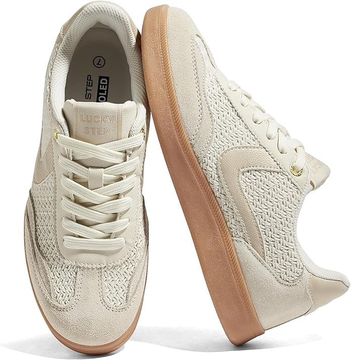 LUCKY STEP Women's Retro Fashion Sneakers Classic Casual Walking Shoes Non Slip Comfort Skate Sho... | Amazon (US)