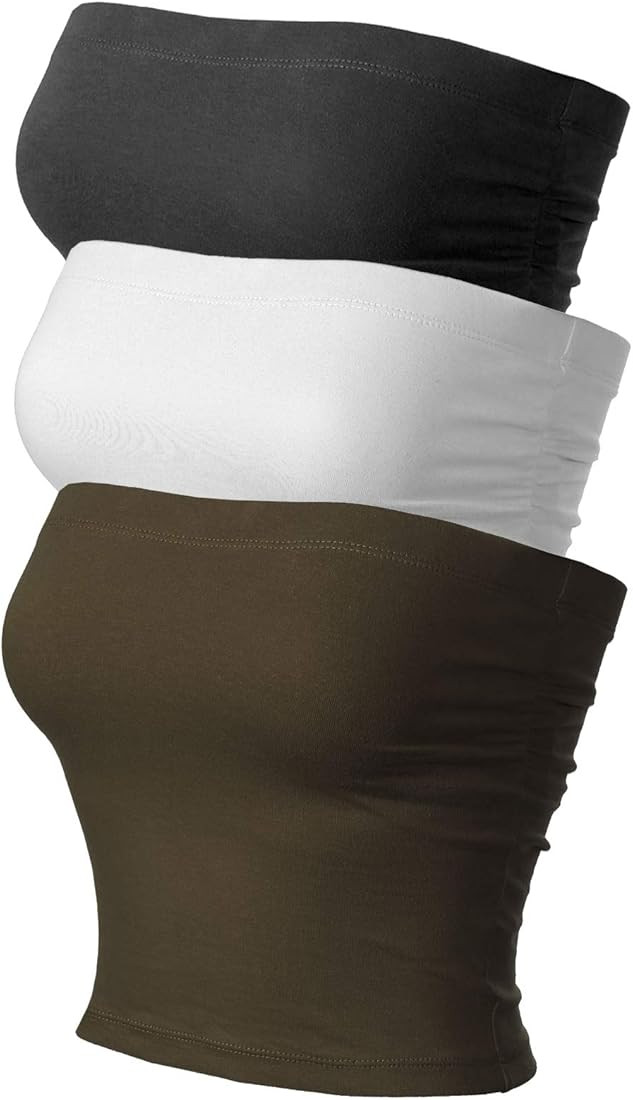 MixMatchy Women's Causal Strapless Basic Backless Tube Top Pack | Amazon (US)