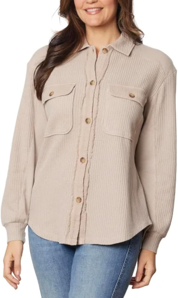 Briggs Women's Relaxed Fit Button Front Long Sleeve Waffle Shirt | Amazon (US)