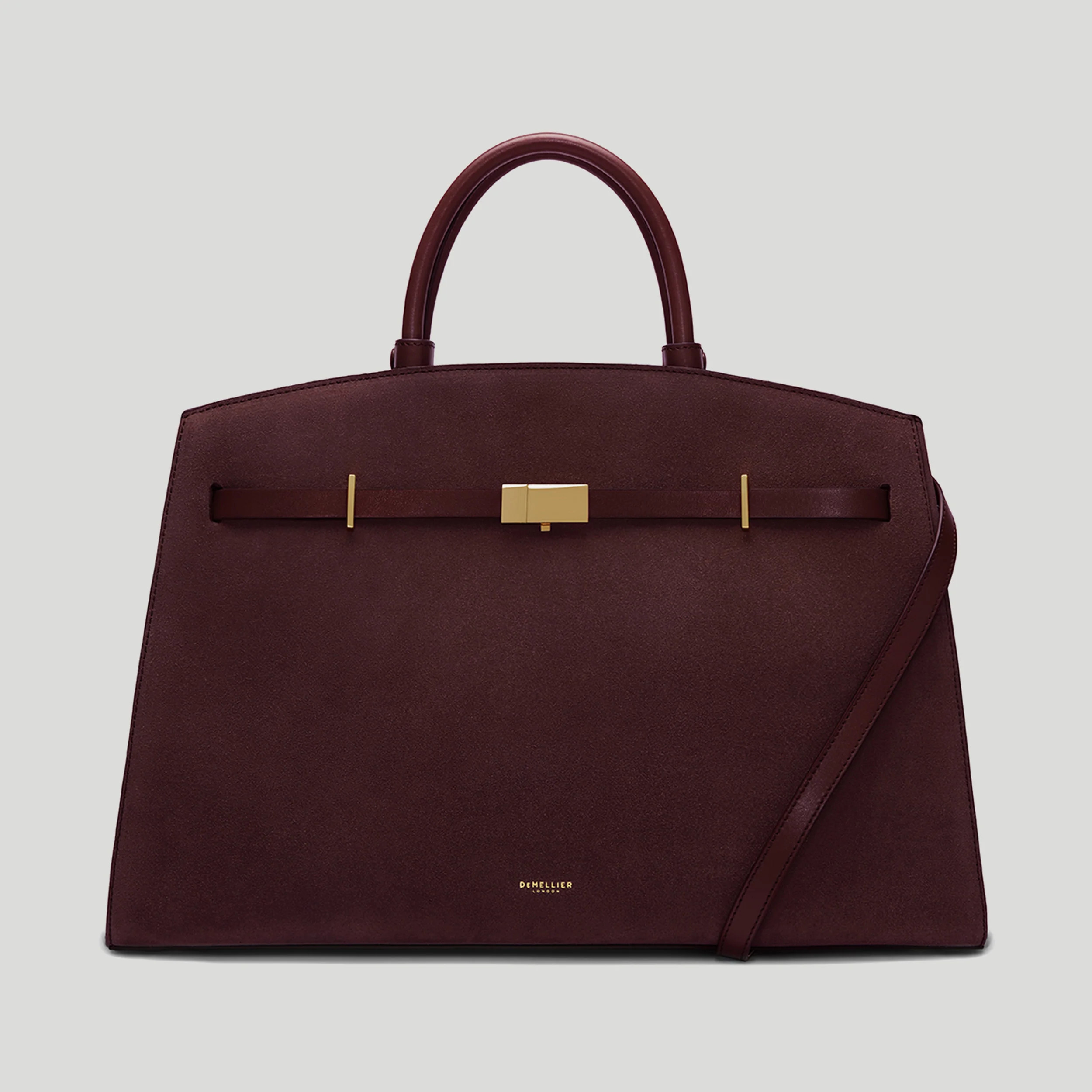 DeMellier The Hudson in Burgundy Suede & Burgundy Smooth Leather Tote & Work bag | DeMellier