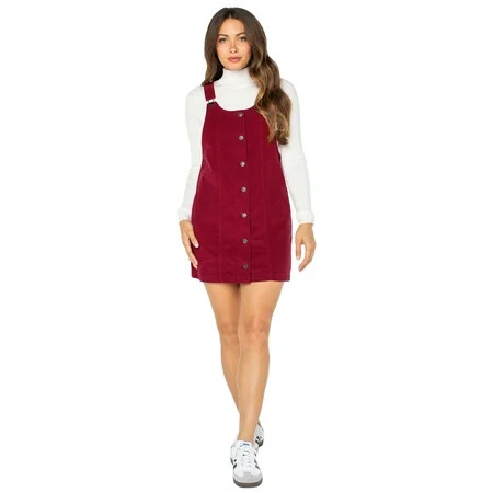 Celebrity Pink Women's and Women's Plus Corduroy Pinafore Mini Dress, Sizes XS-4X | Walmart (US)
