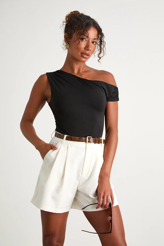 Sharise Ivory Pleated High-Rise Shorts | Lulus