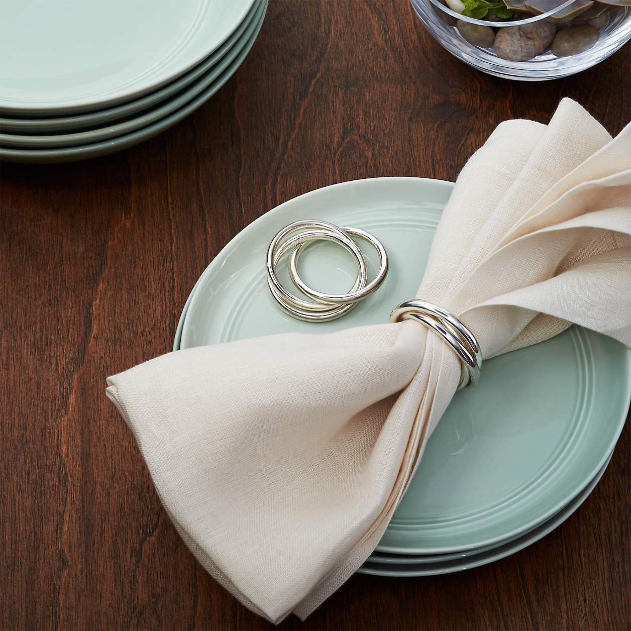 3-Ring Holiday Hanukkah Silver Napkin Ring + Reviews | Crate & Barrel | Crate & Barrel