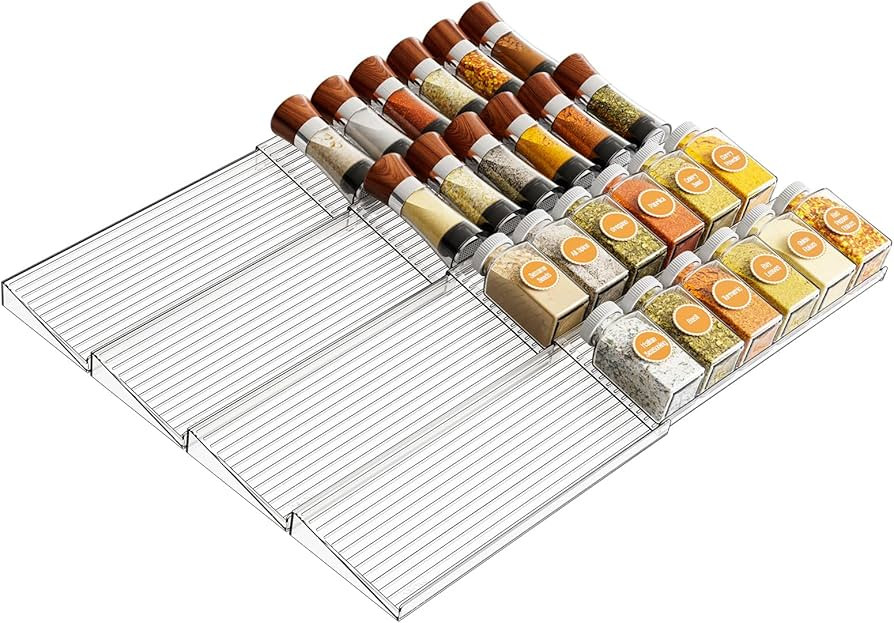 Yieach 4 Tier- 4 Set Acrylic Drawer Spice Organizer - Expandable From 11'' to 22'' Seasoning Draw... | Amazon (US)