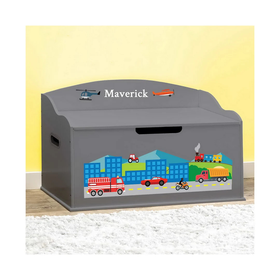 Personalized Dibsies Creative Wonders Transportation Town Toy Box - Dovetail Grey | Etsy (US)