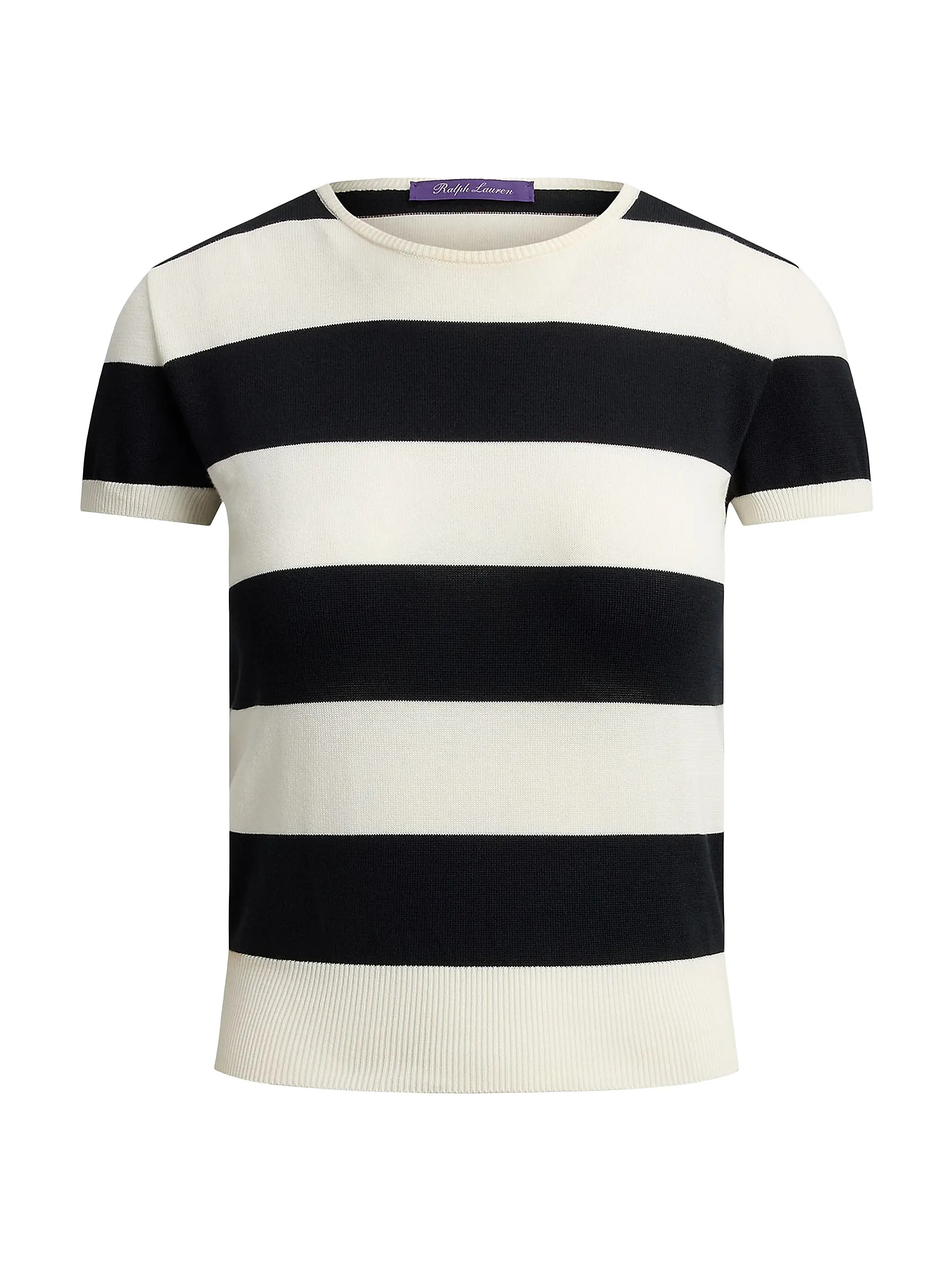 Ralph Lauren Collection Striped Cotton-Silk Short-Sleeve Sweater | Saks Fifth Avenue | Saks Fifth Avenue