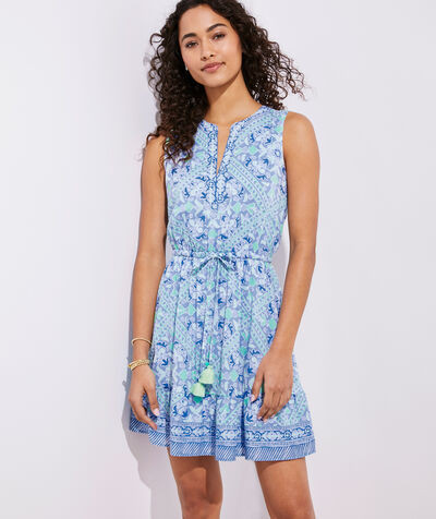 Scarf Print Tie Waist Dress | vineyard vines