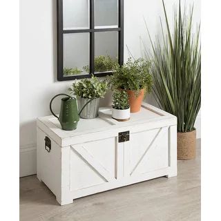 Kate and Laurel Cates Wood Trunk - White | Bed Bath & Beyond