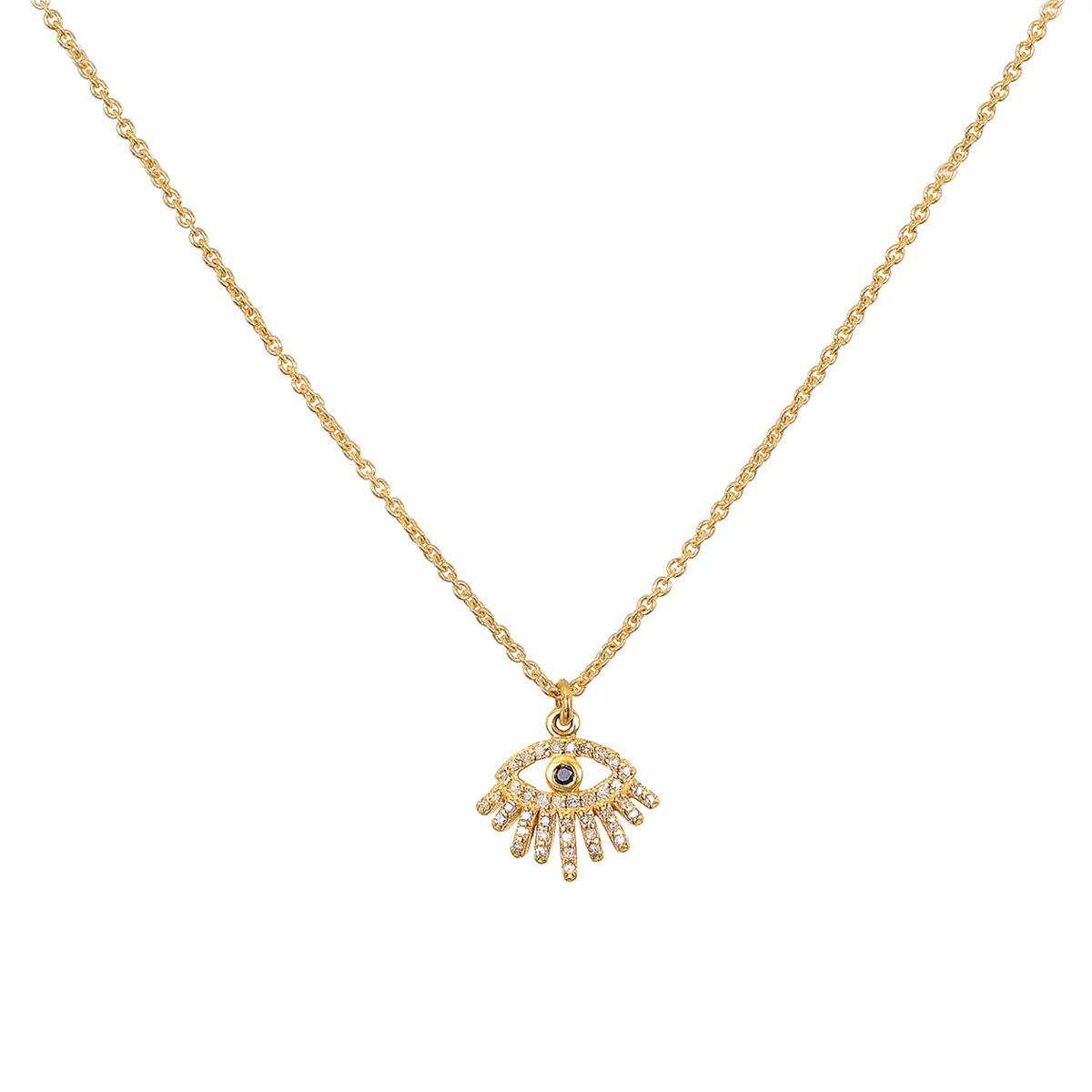 Mini All-Seeing Eye 14kt Gold Diamond Necklace | Satya Jewelry