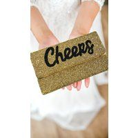 Cheers Gold Beaded Bride Clutch, Wedding Newlywed Gift, Bridal Shower Gift For To Be Best Seller | Etsy (US)