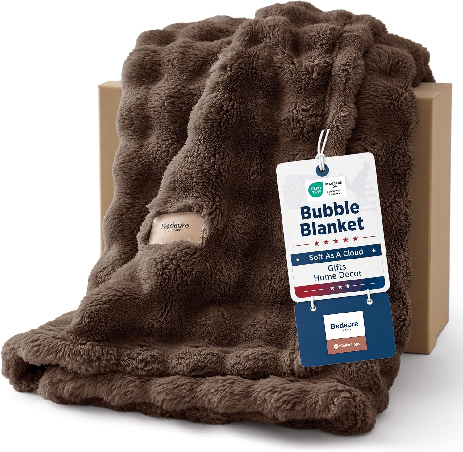 Bedsure Cloud Bubble Brown Throw Blanket for Couch, 50"×60" | Amazon (US)