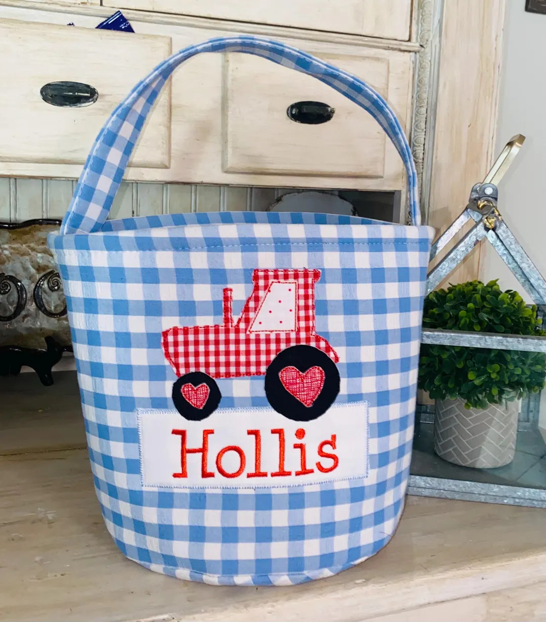 Tractor Valentine Bag Valentine Bucket Tote Bag Heirloom Bag - Etsy | Etsy (US)