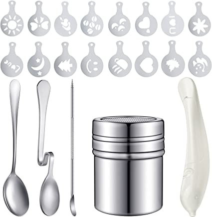 21 Pcs Coffee Art Stencils Pen Set Latte Art Stencils Coffee Carving Spice Pen Portable Barista A... | Amazon (US)