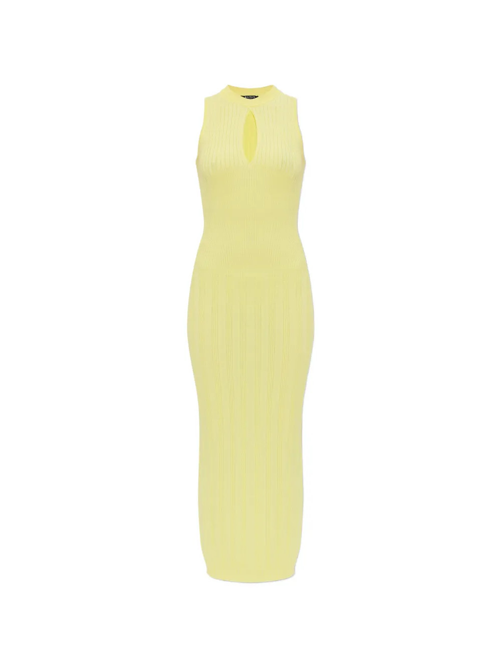 Balmain keyhole ribbed dress - Yellow | Farfetch Global