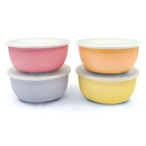 Elk and Friends Stainless Steel Bowls + Silicone Sleeve and Storage Lid | Baby, Toddler, Kids | Cereal & Snack Bowls | Storage Containers | Dishwasher Safe | 4 Pack | Amazon (US)