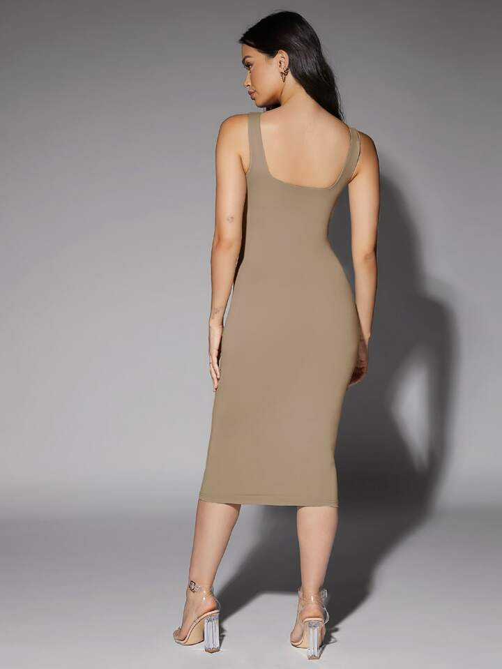 Silquee Low Back Solid Tank Dress | SHEIN