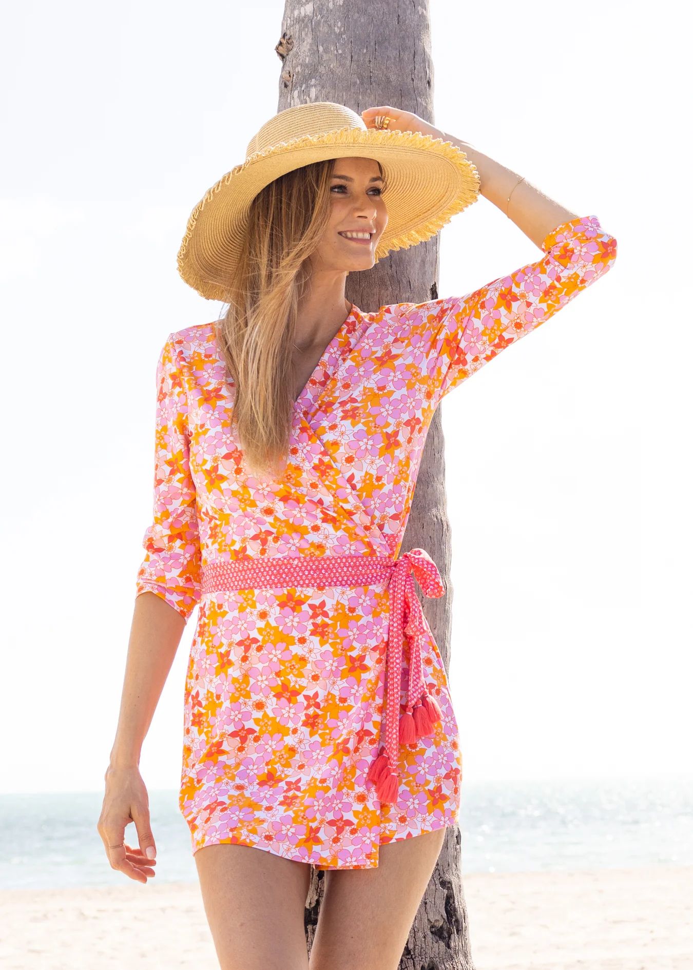 Aqua Citrus Wrap Romper Dress | Sun Protective Romper Dress | Cabana Life