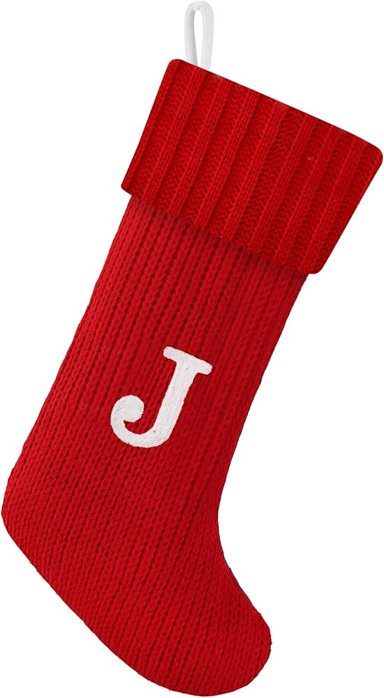 Christmas Stockings with Initials, 20-Inch Personalized Embroidered Monogram Knit Christmas Stock... | Amazon (US)